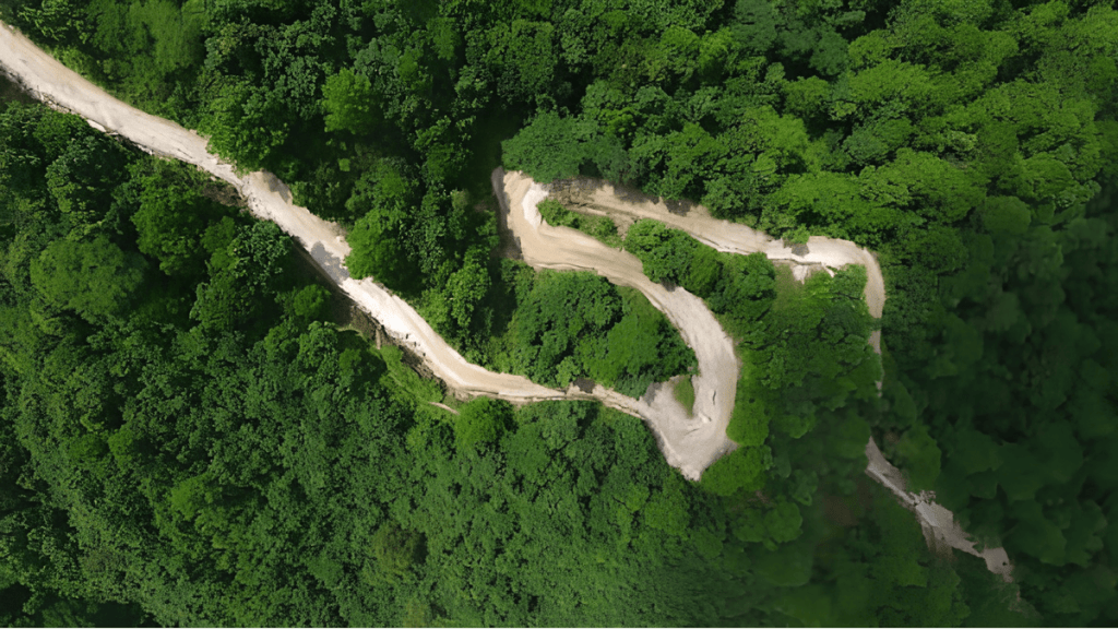 Winding hill road toward Dapcha and Kavre district near Kathmandu