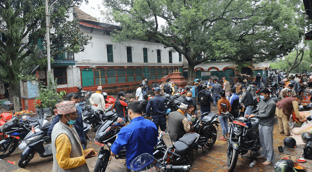 bhadrakali temple kathmandu, during bishwakarma puja